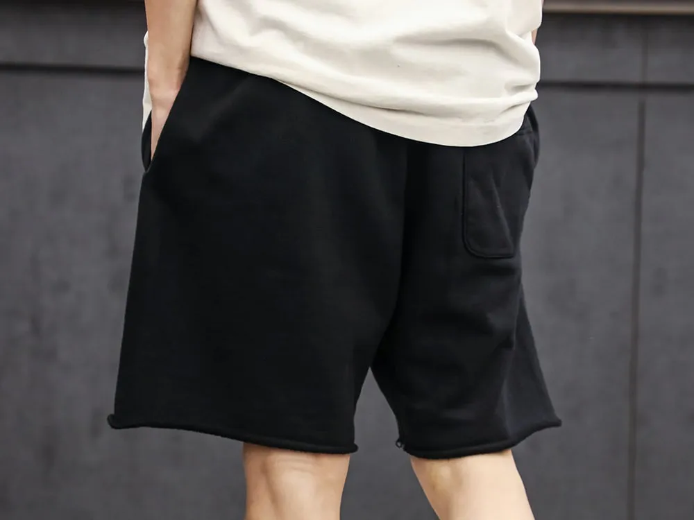 SAINT Mxxxxxx 'SAINT' SWEAT SHORTS/GRY/BLK embroidered SAINT LOGO basic shorts, distressed gray/washed black S-XL, four needles and six threads throughout, produced by a major domestic factory, imported Tajima machine embroidery, washed and distressed, original version